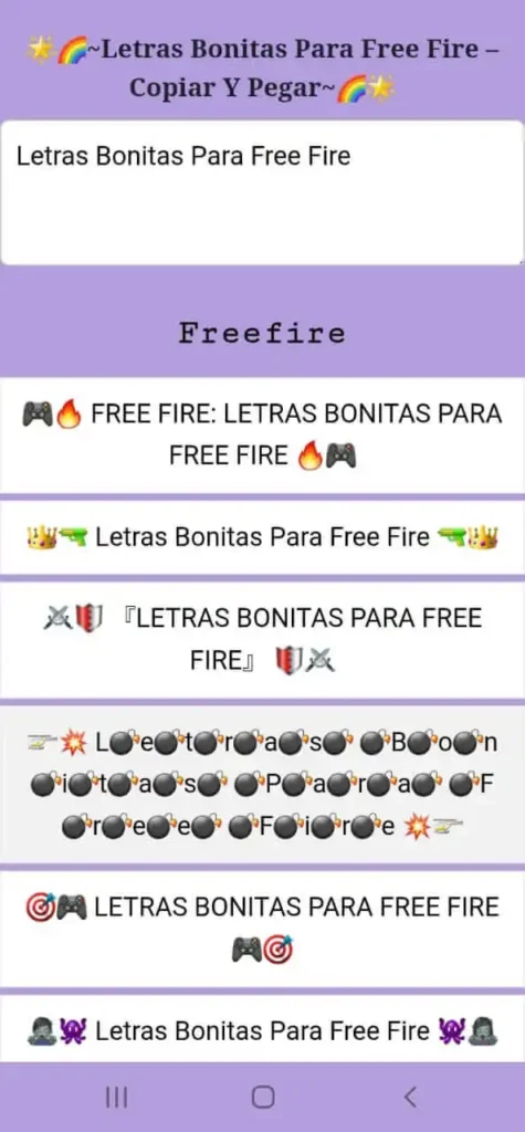 🌟🌈~Letras Bonitas para Free Fire – Genera textos con estilo~🌈🌟 1 Letras Bonitas Para Free Fire