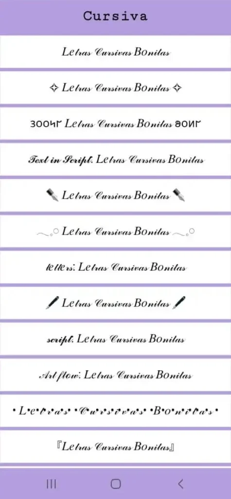 ✨🌈~Generador de Letras Bonitas en Cursiva – Copiar y Pegar Texto Elegante~🌈✨ 1 Letras Cursivas Bonitas