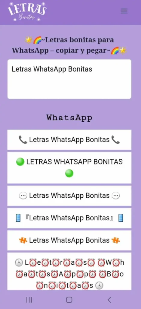 🌈~Letras Bonitas para WhatsApp – Copiar y Pegar Fuentes Lindas~🌈 1 Letras WhatsApp Bonitas